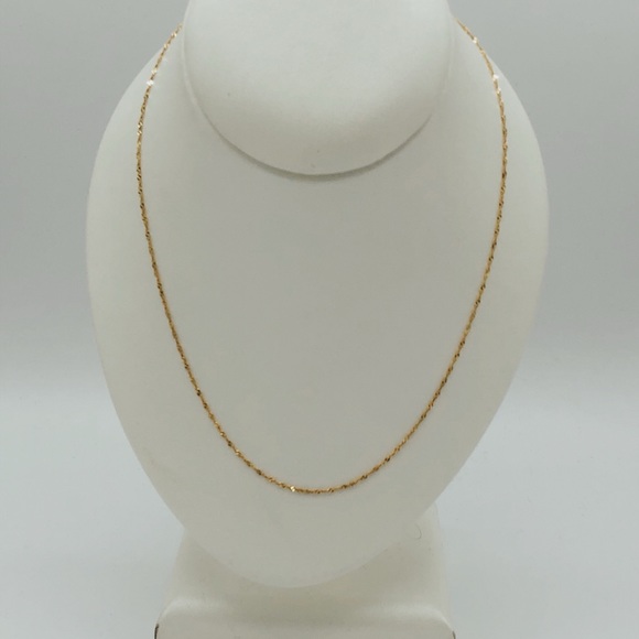 10K Gold Singapore Twist Chain Necklace Italy - Picture 5 of 10